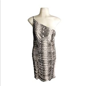 Forever 21 | 1 Strap Sleeveless Ruched Snake Print Mini Dress •